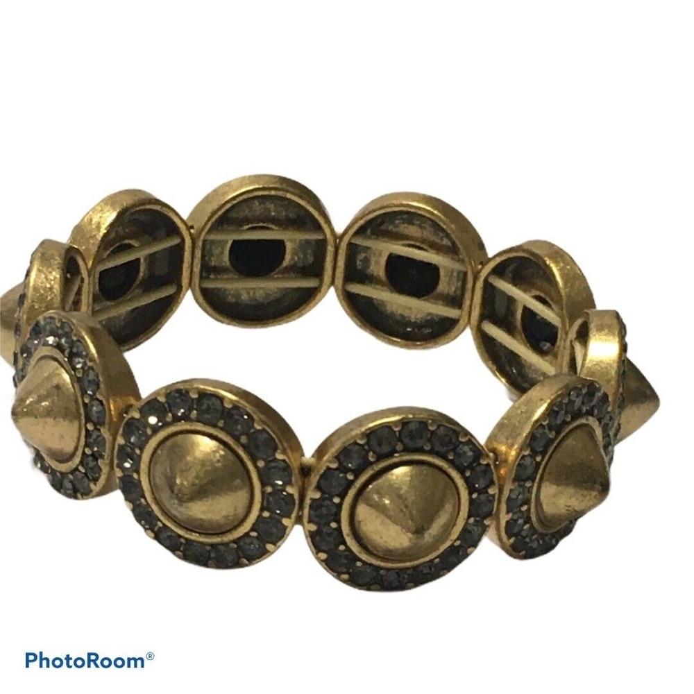 J Crew Gold tone Spike Rhinestone stretch bracelet